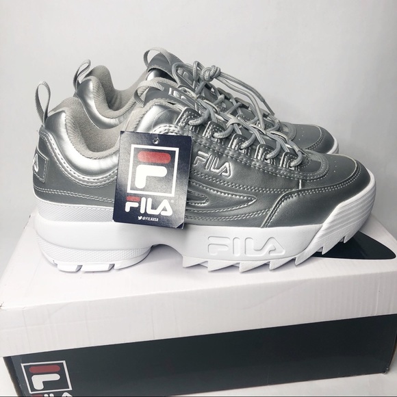 fila disruptor ii premium metallic silver shoes